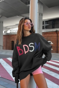 Kadın Oversize Sweatshirt Elbise Color Pop Baskılı Beyaz – Bisiklet Yaka, 3 İplik Şardonlu Polar